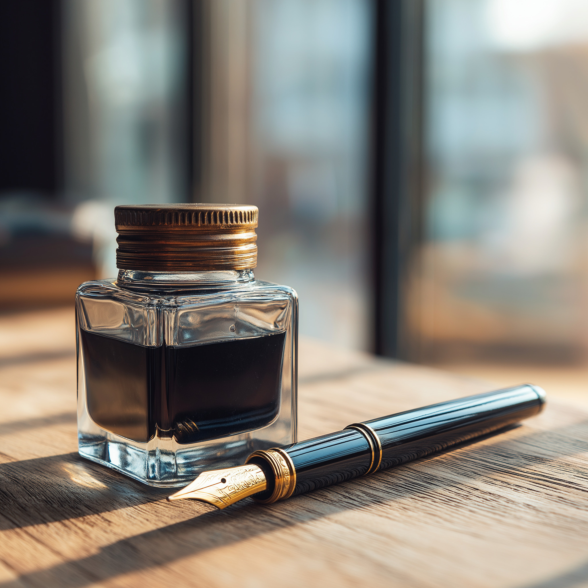 fountain pen and ink pen