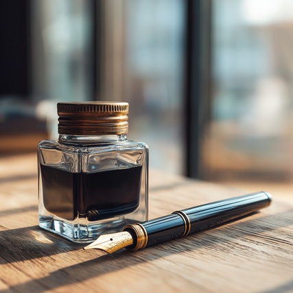 fountain pen and ink pen