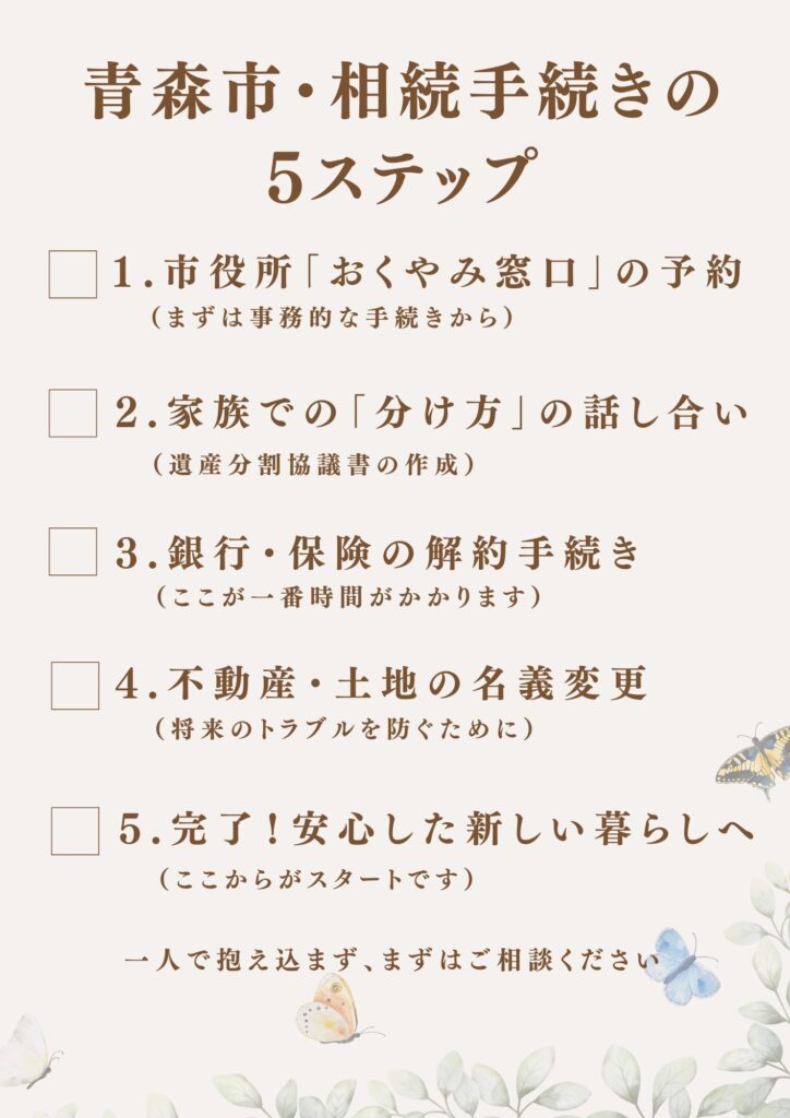 【保存版】青森市での相続手続き・完全ロードマップ|期限や必要書類を専門家が解説 青森市・相続手続きの5ステップ・チェックリスト